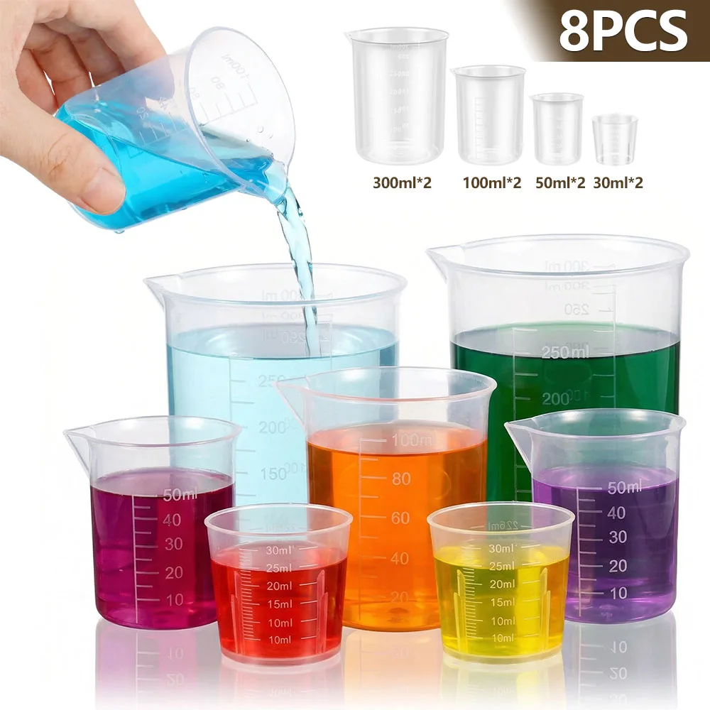 Plastic Cup 50Pcs - 8 Stuks Plastic Maatbeker Set 30/50/100/250
