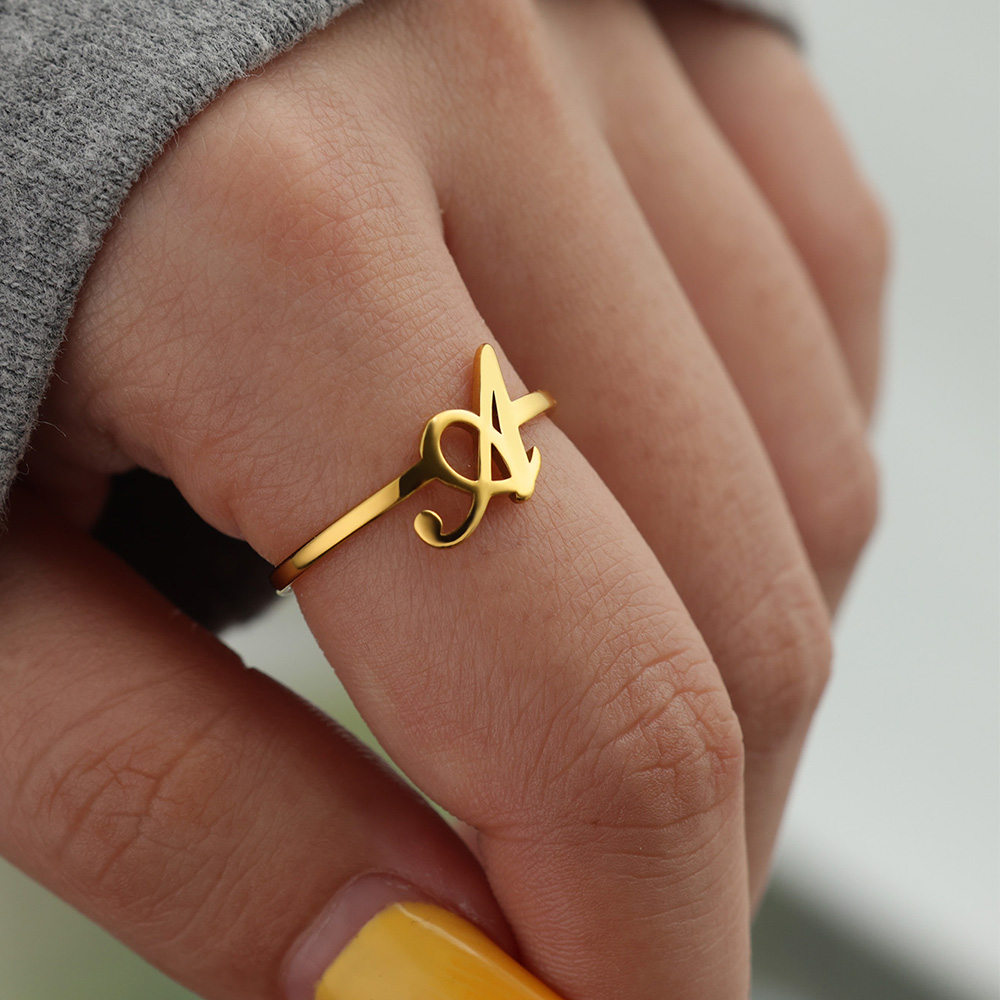 Event Z - Beginletter Ringen Voor Vrouwen Goudkleur Roestvrij