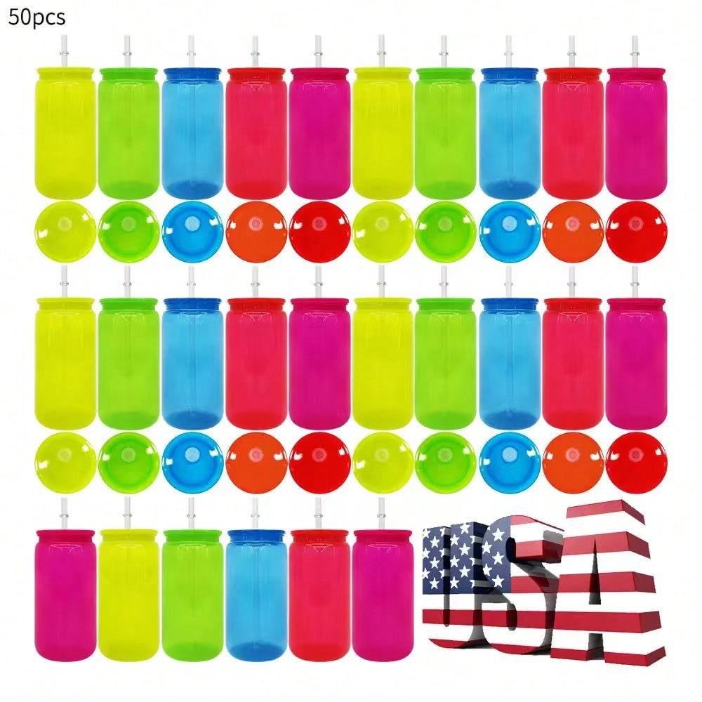 Plastic Cup 50Pcs - 50 stuks US Warehouse 16oz Neon