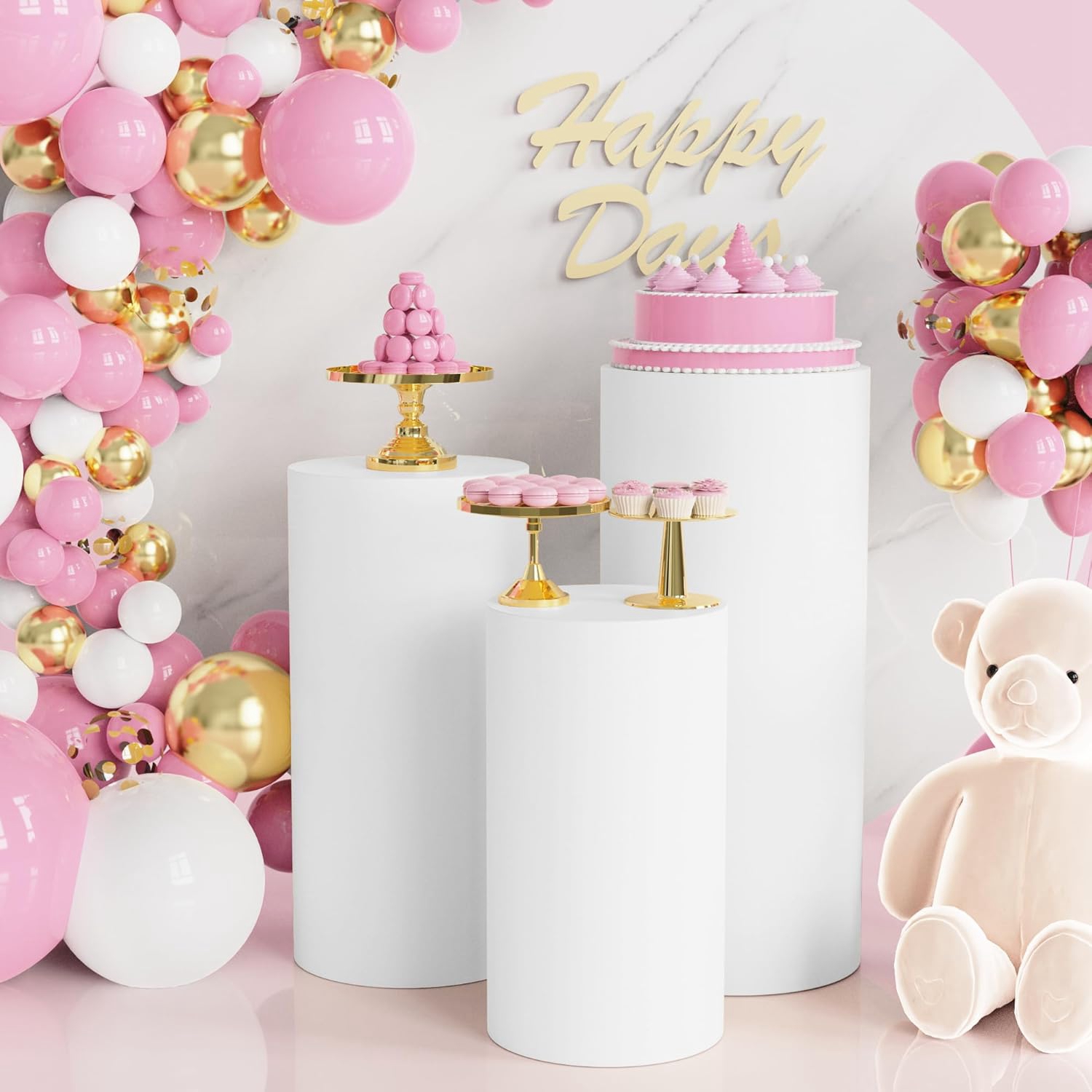 Dessert Table Backdrop - Yeele 1PCS/3PCS/5PCS Witte Cilinder Stand Cover