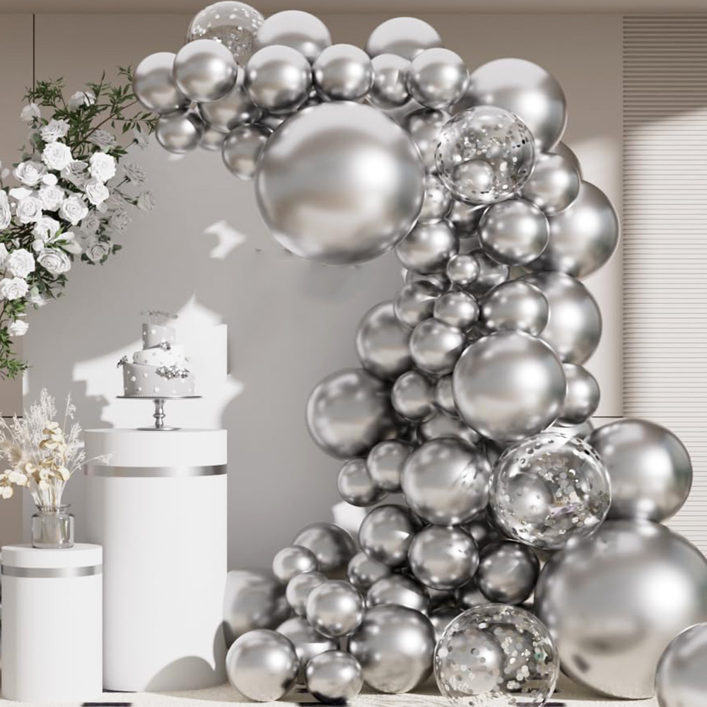 68 stuks metallic zilveren bal - Balloon Arch Kit recensie en prijs